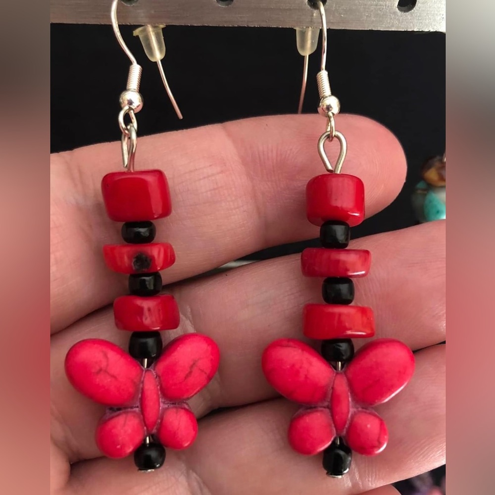 Artisan Handmade with love, dangling gorgeous beaded earrings.  One of a kind